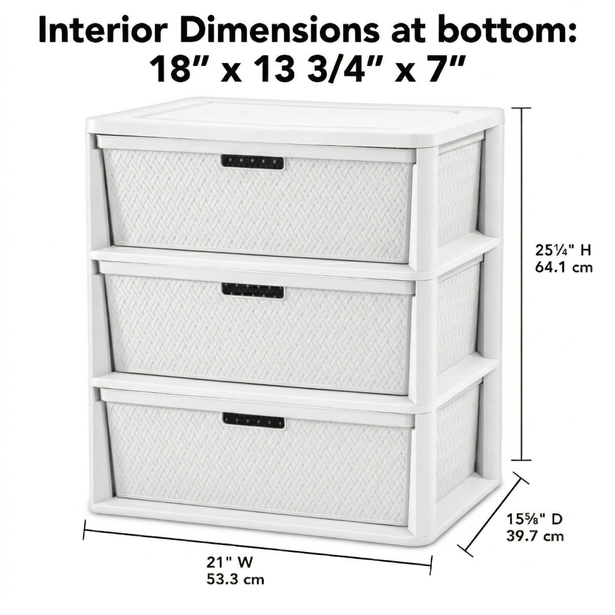 White 3 Drawer Plastic Storage Tower E1099
