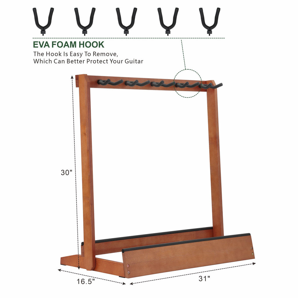 5 Holders Wooden Guitar Stand Floor Rack Q1527