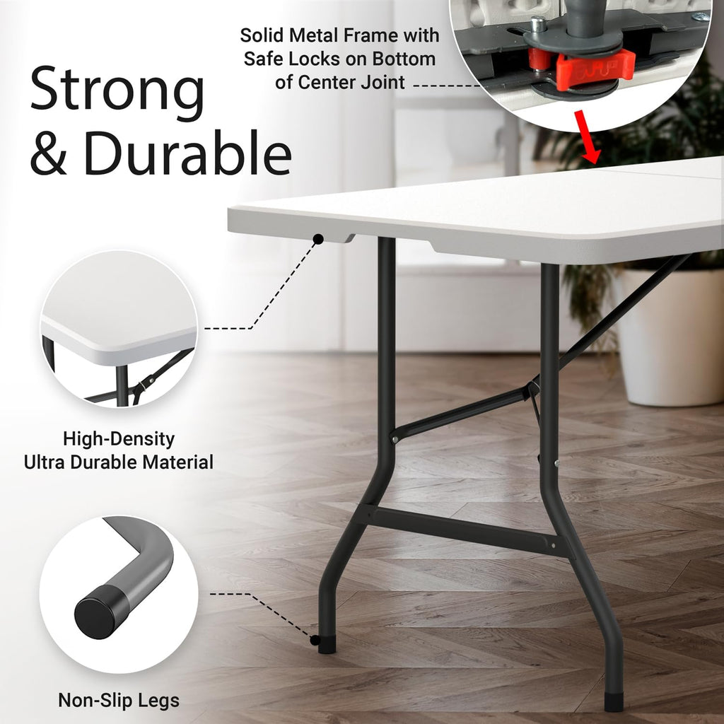 Foldable Table with Steel Legs White N88955
