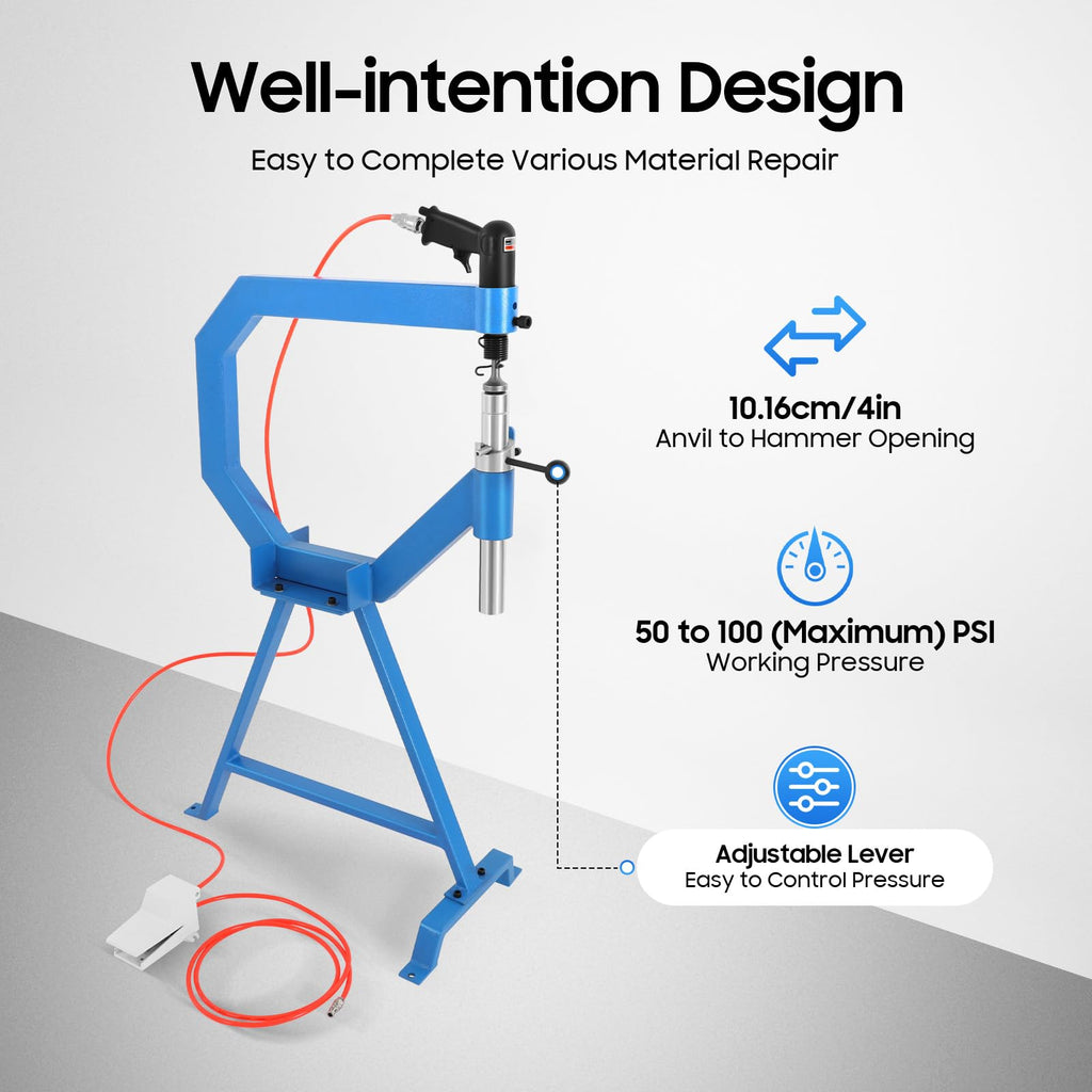 Pneumatic Planishing Hammer with 1" 2" 3" Anvils Dies and Foot Pedal L575