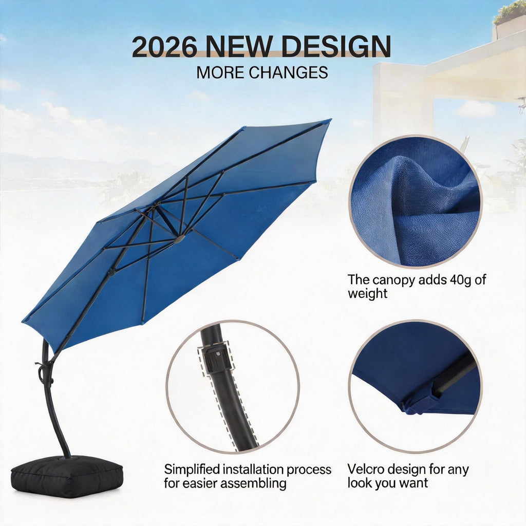 12FT Curvy Cantilever Patio Umbrella with Base Y8446