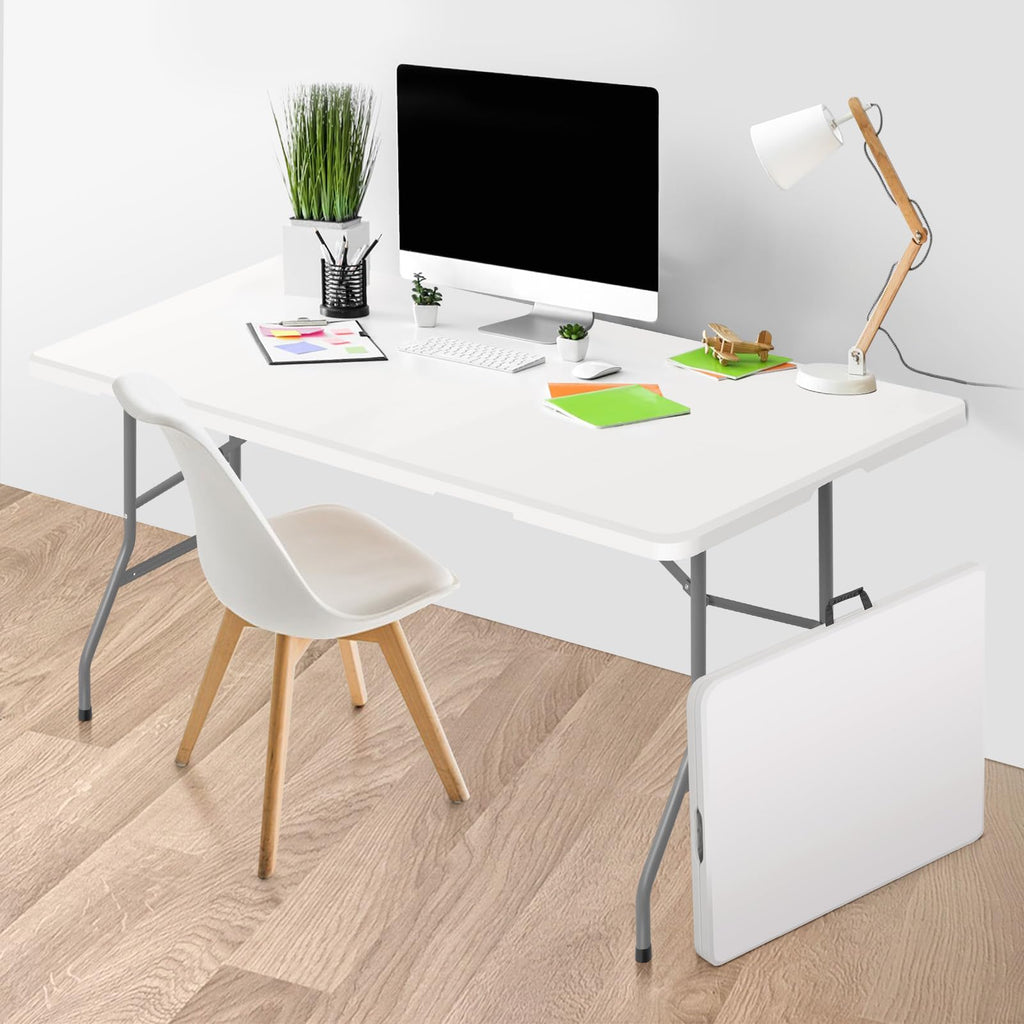 Foldable Table with Steel Legs White N88955