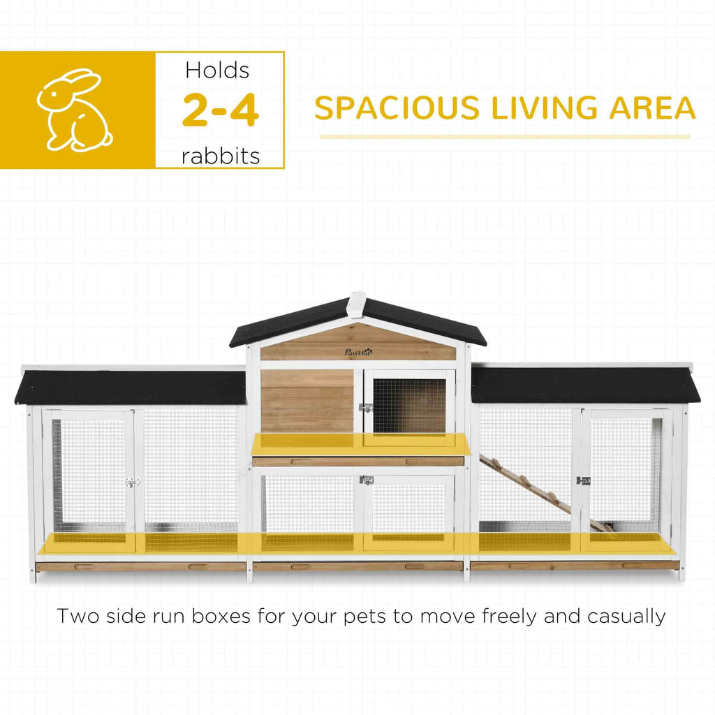 White Wooden Rabbit Hutch with Ramp W89679