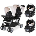 Khaki 3 Pc Double Stroller & 2 Car Seats N440601