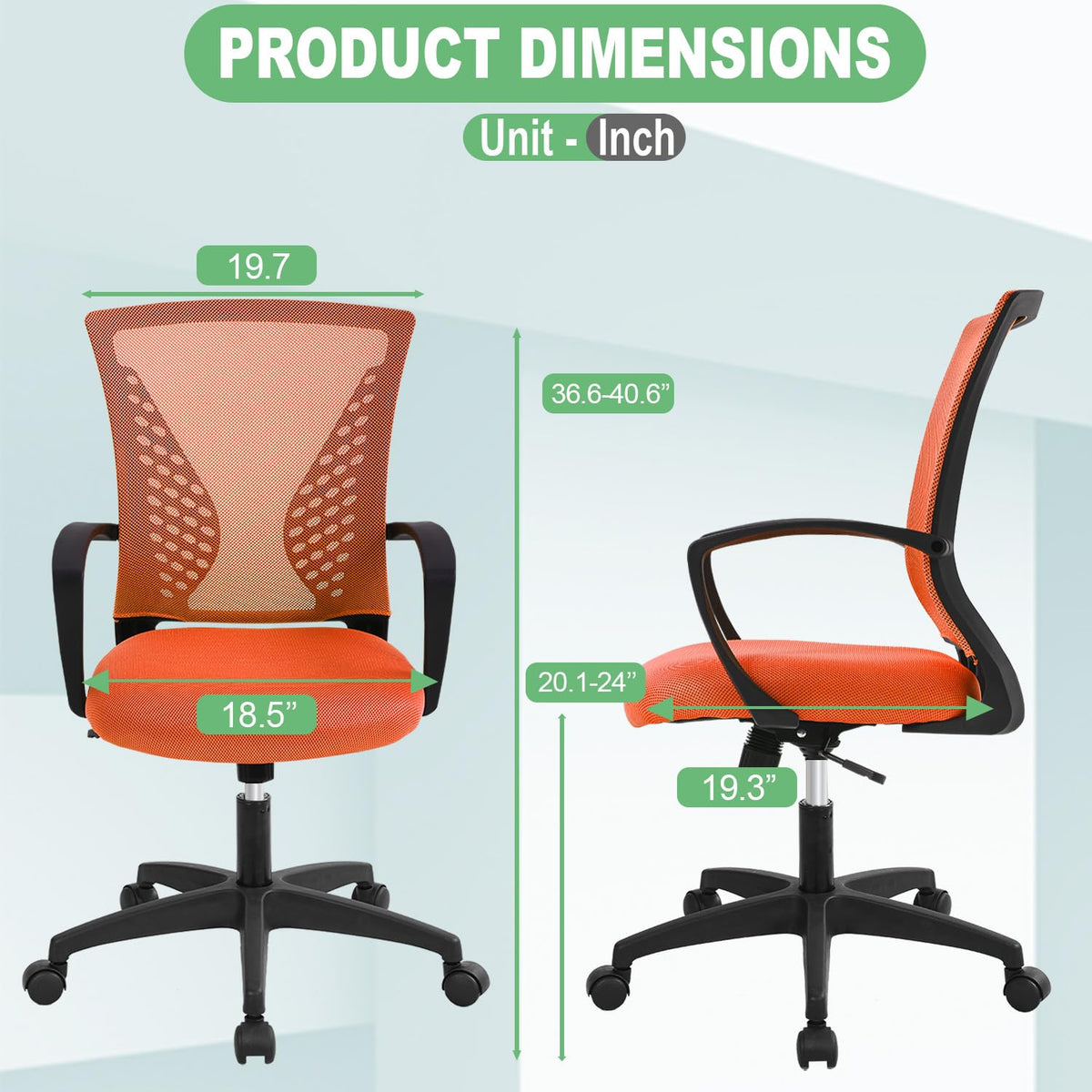 Orange Ergonomic Office Desk Chair with Armrest G244546