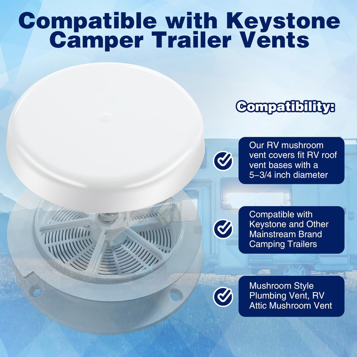 2 Pack White RV Mushroom Vent Cap R862830