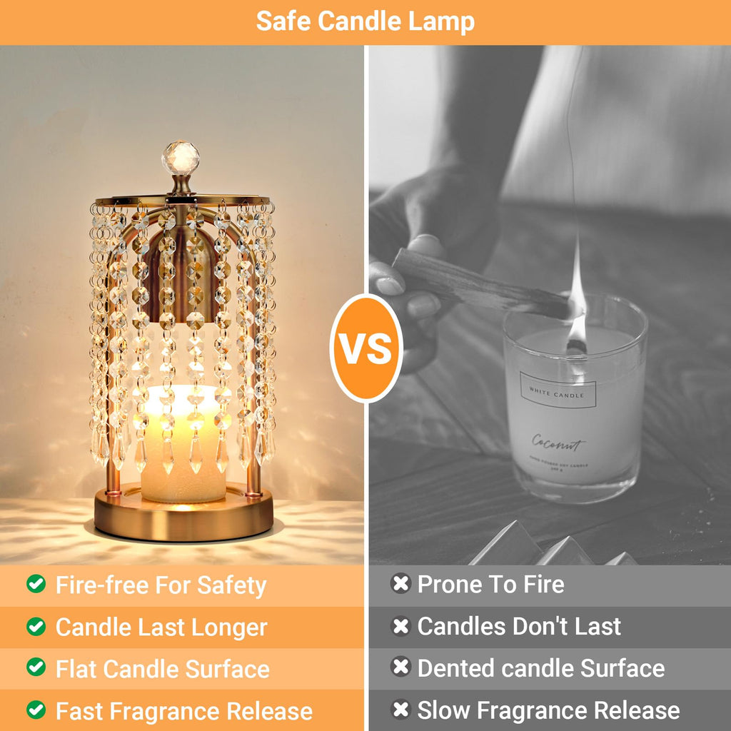 Gold Candle Warmer Lamp with Timer and Dimmer J3842