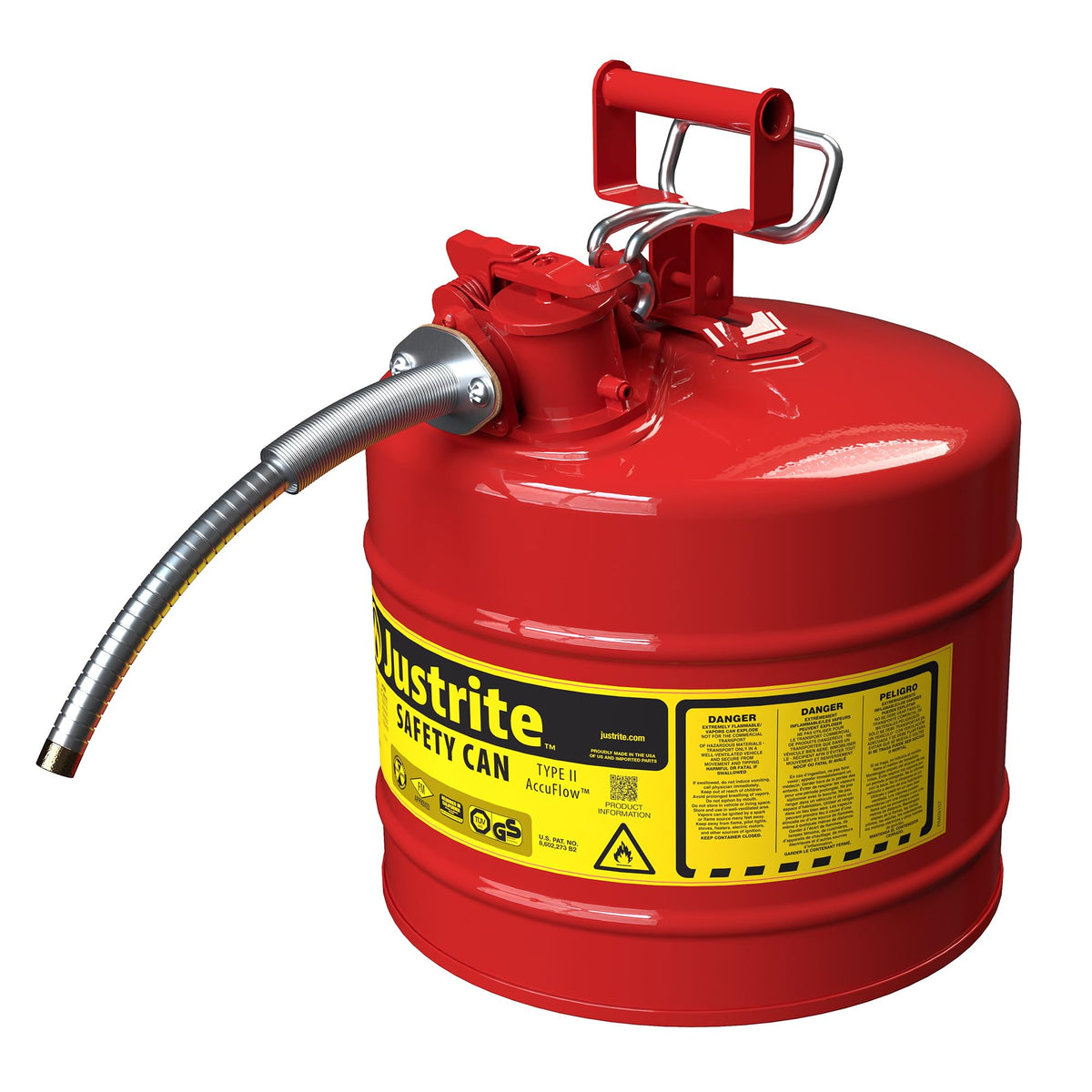Red Galvanized Steel Gasoline Safety Can F750