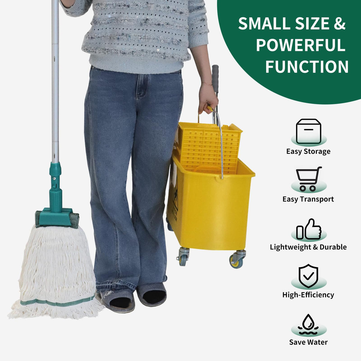 22 Quart Wheeled Mop Bucket with Wringer I54114