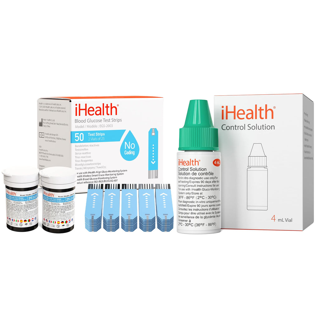 Blood Glucose Test Strips and Control Solution, 50 Count No Coding V11123