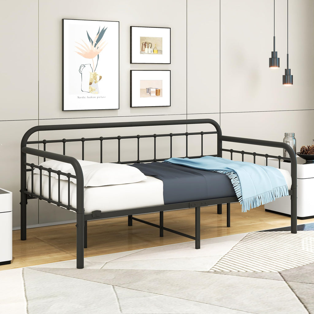 Metal Daybed Frame Twin Day Bed Black L497629