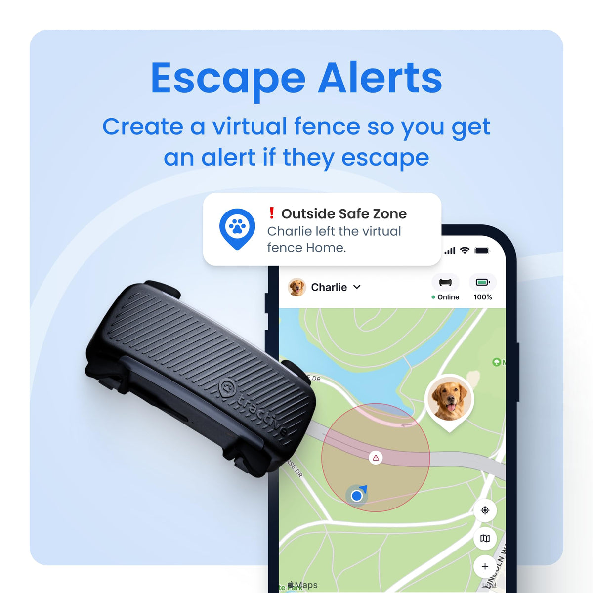 Black Smart Dog GPS Tracker with Virtual Fence G873