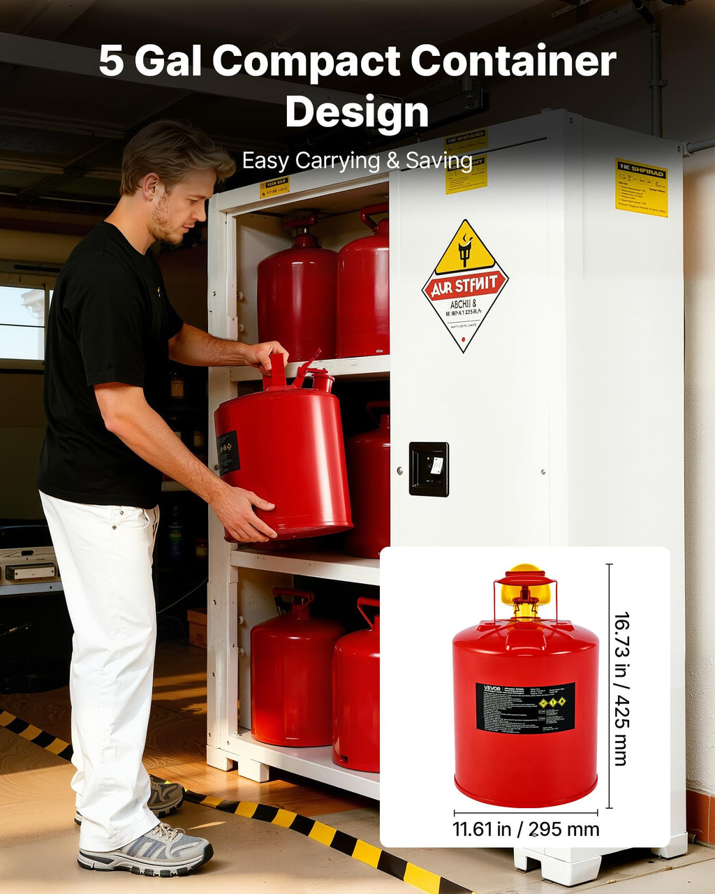 5 Gallon Red Metal Safety Gas Can with Flame Arrester P9764