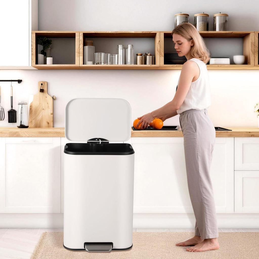 50L Stainless Steel Step Trash Can with Soft-Close Lid M1042