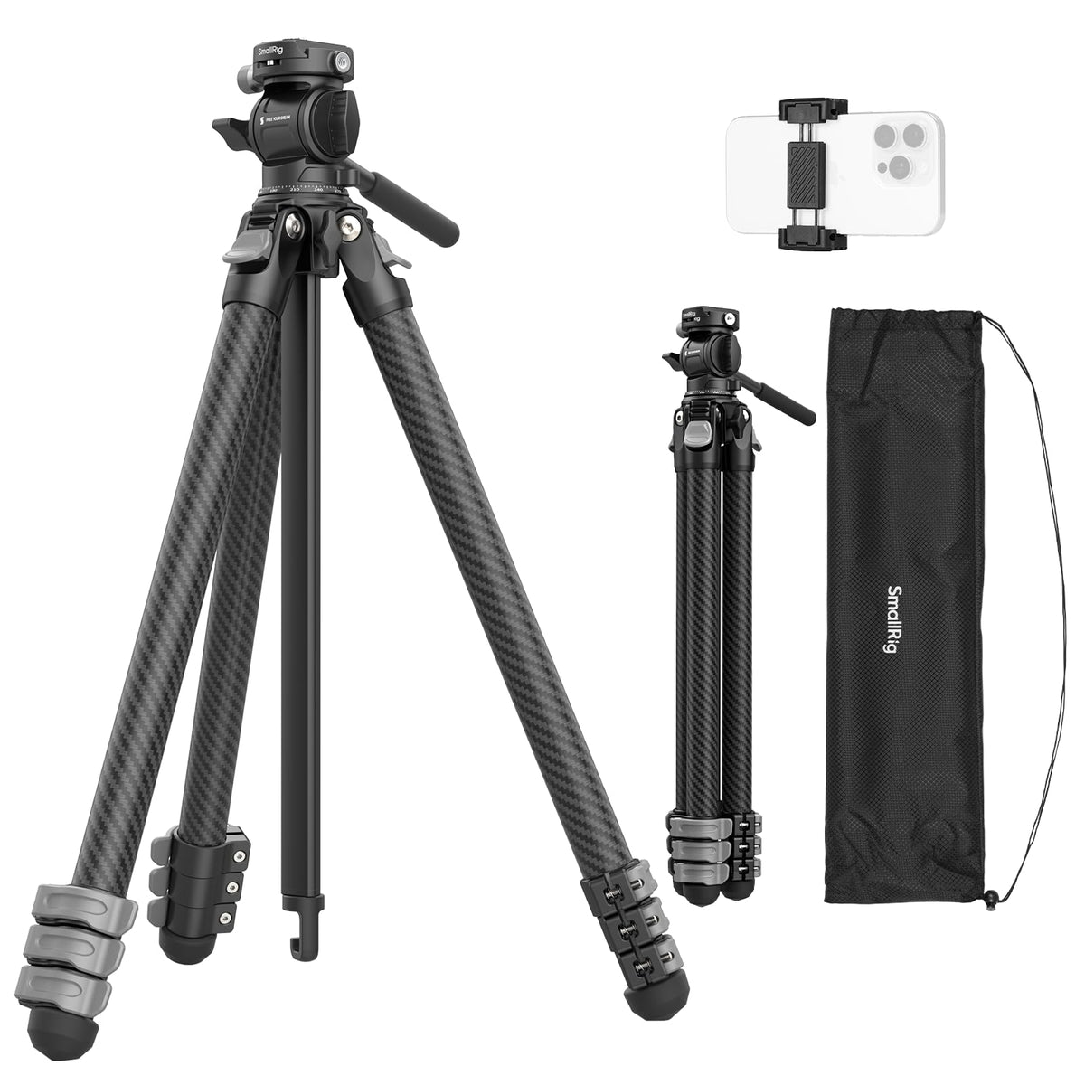 Carbon Fiber Compact Travel Tripod with Fluid Head I11676