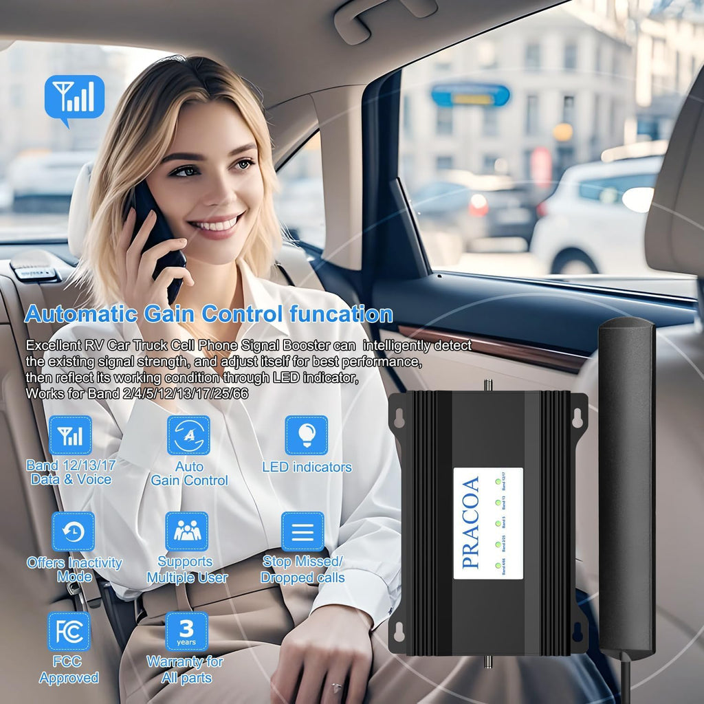 Cell Phone Signal Booster for Car RV SUV 5G 4G LTE M402116