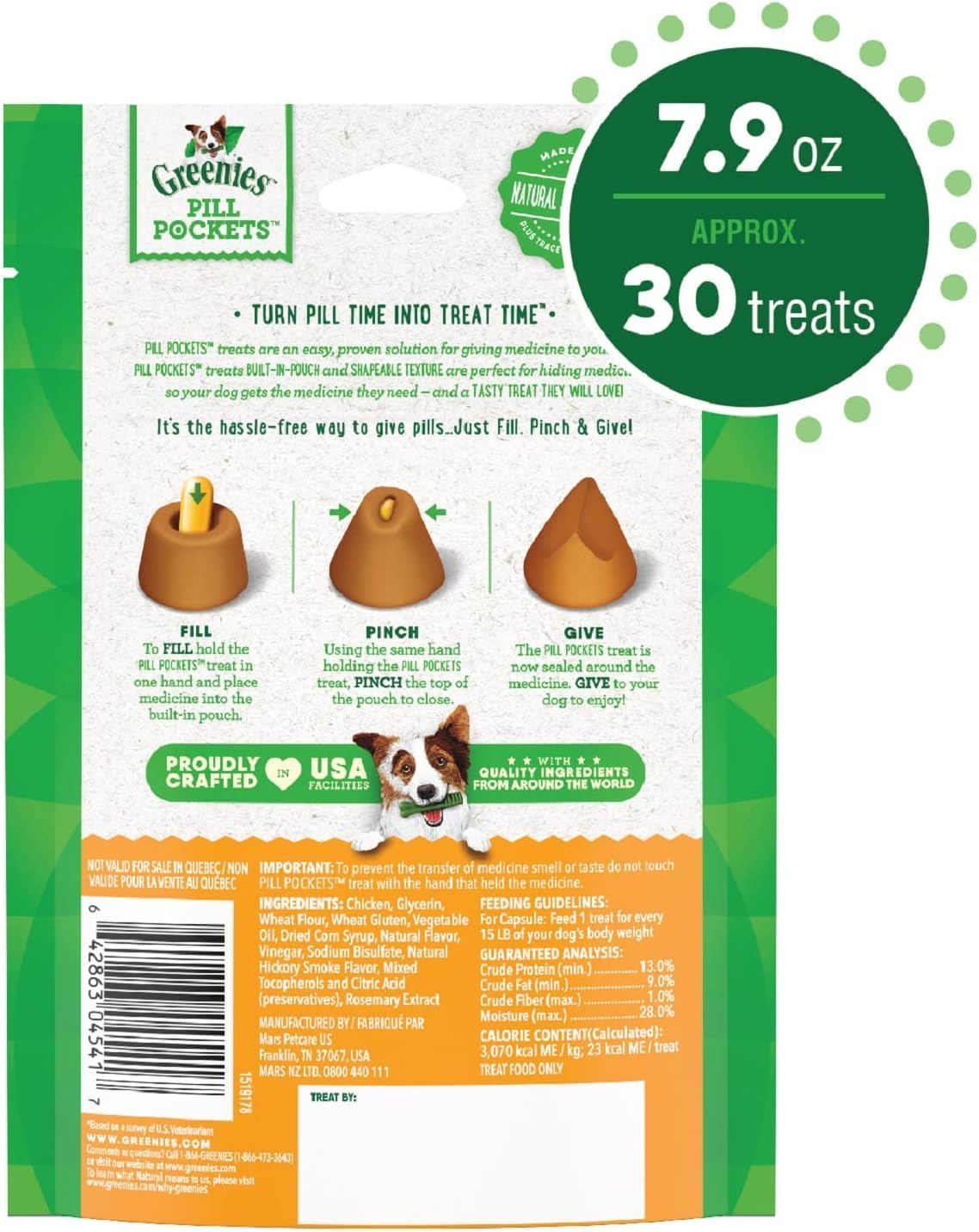 Chicken Capsule Size Dog Medicine Treats 3 Pack S191