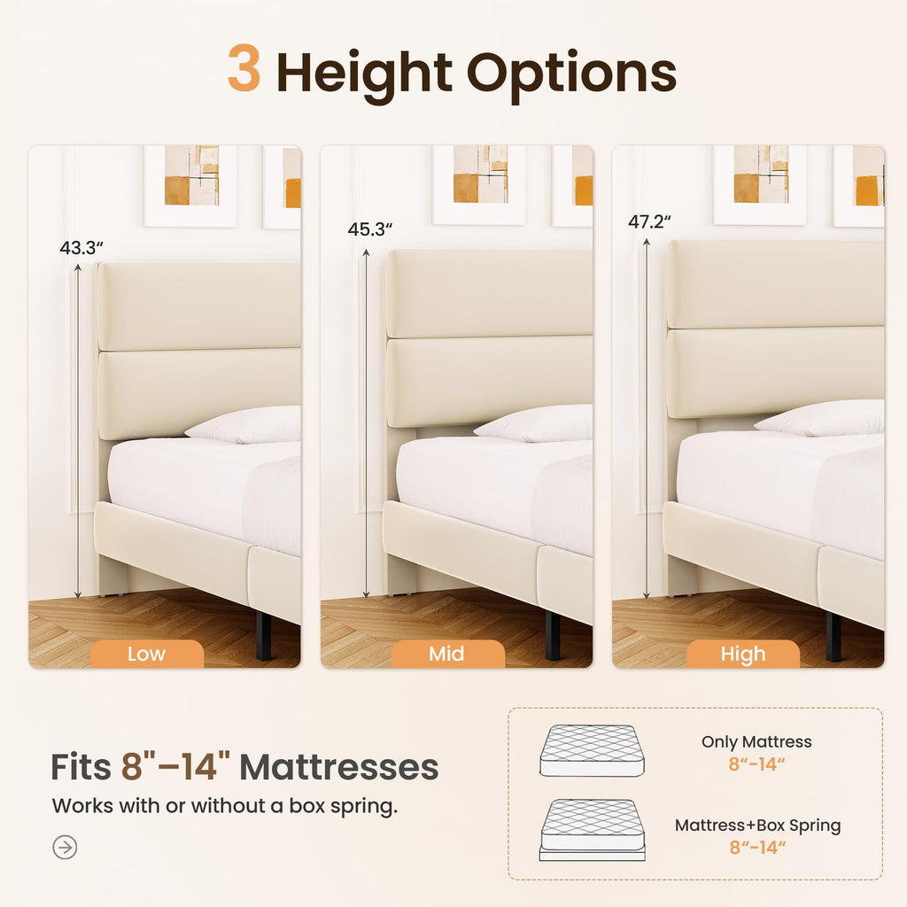 Queen Size Velvet Upholstered Platform Bed Frame N54217