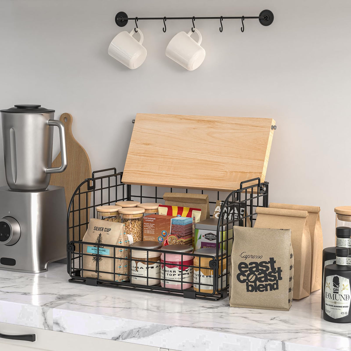 Stackable Wire Basket with Openable Top L580