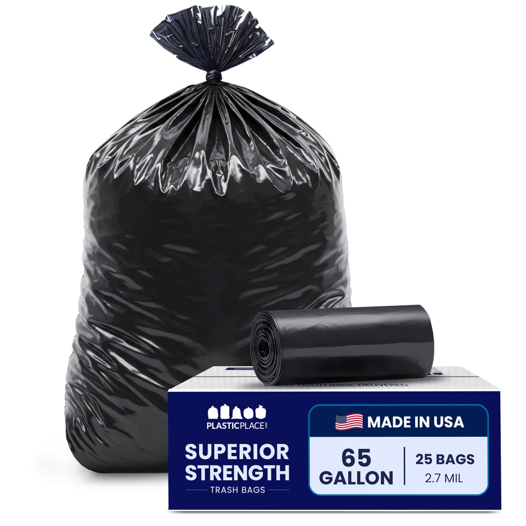 65 Gallon Black Heavy Duty Trash Bags 25 Count U432
