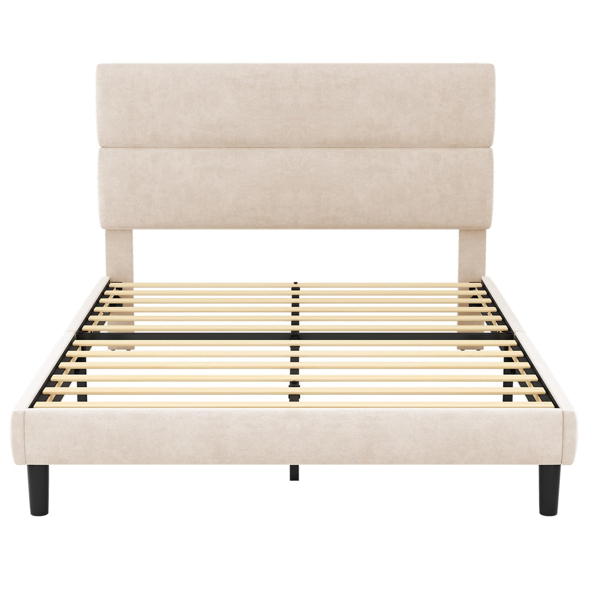 Queen Size Velvet Upholstered Platform Bed Frame N54217