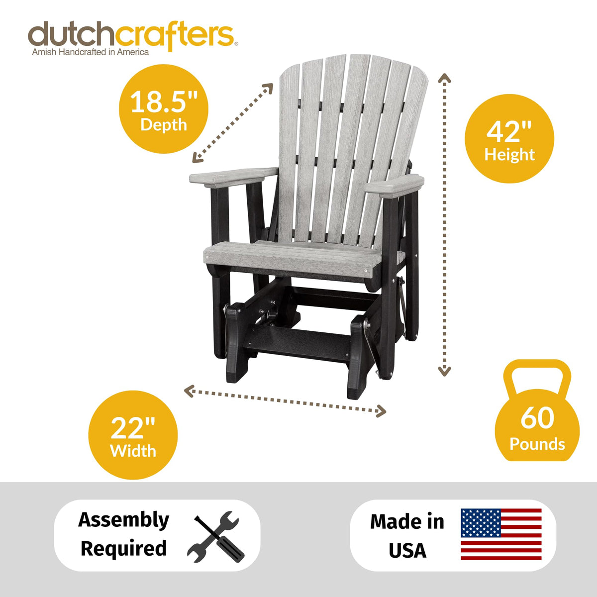 Tudor Brown Cedar Poly Adirondack Glider Outdoor Chair D915360