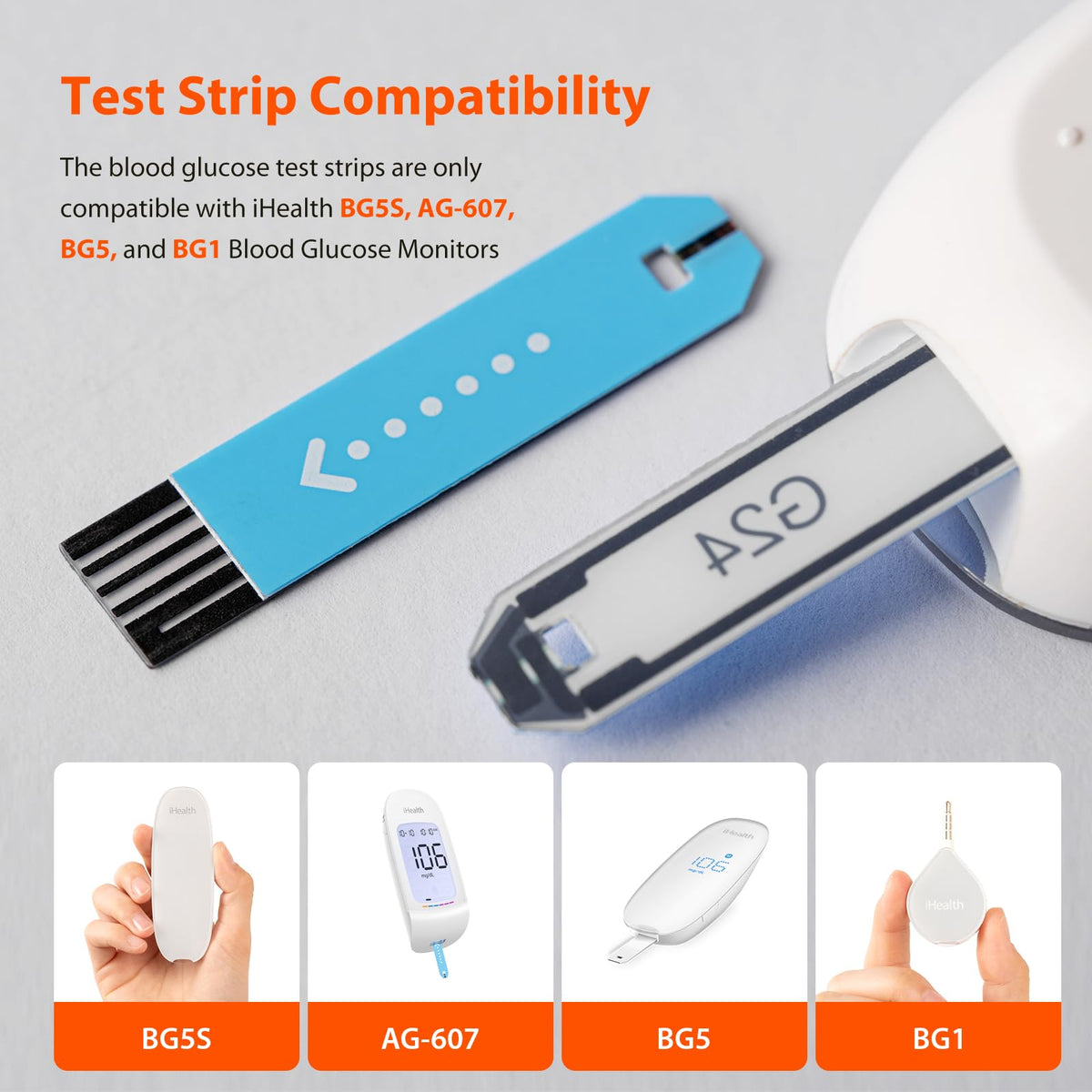 Blood Glucose Test Strips and Control Solution, 50 Count No Coding V11123