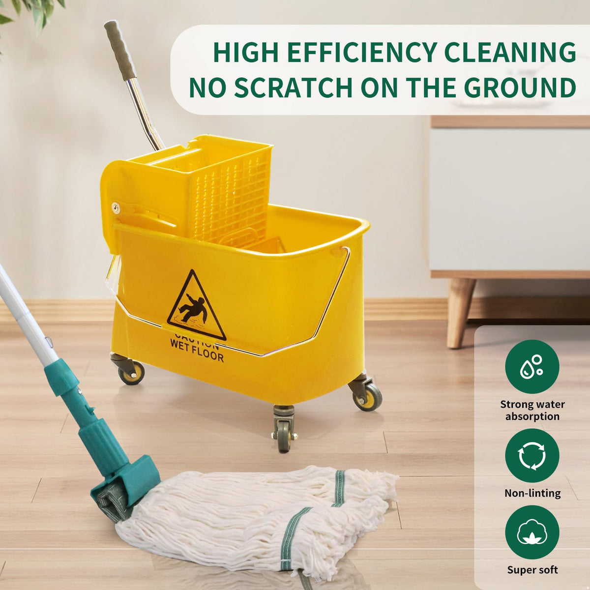22 Quart Wheeled Mop Bucket with Wringer I54114