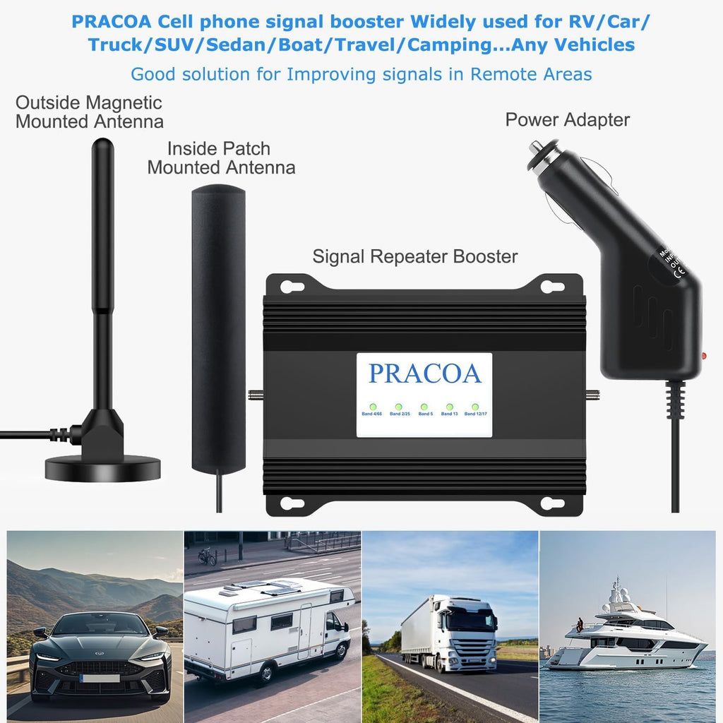Cell Phone Signal Booster for Car RV SUV 5G 4G LTE M402116