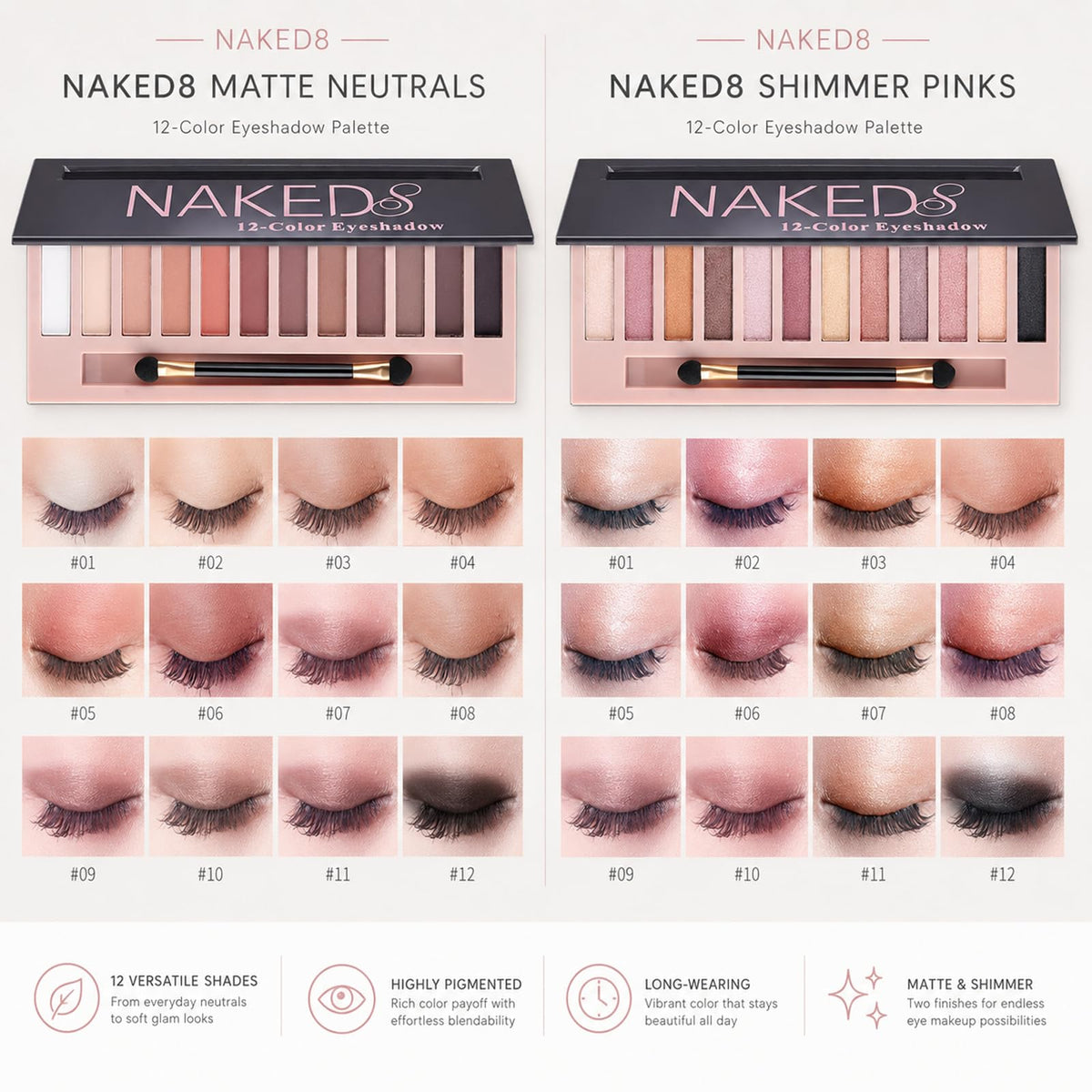 2 Pack Shimmer & Matte Eyeshadow Palette E597