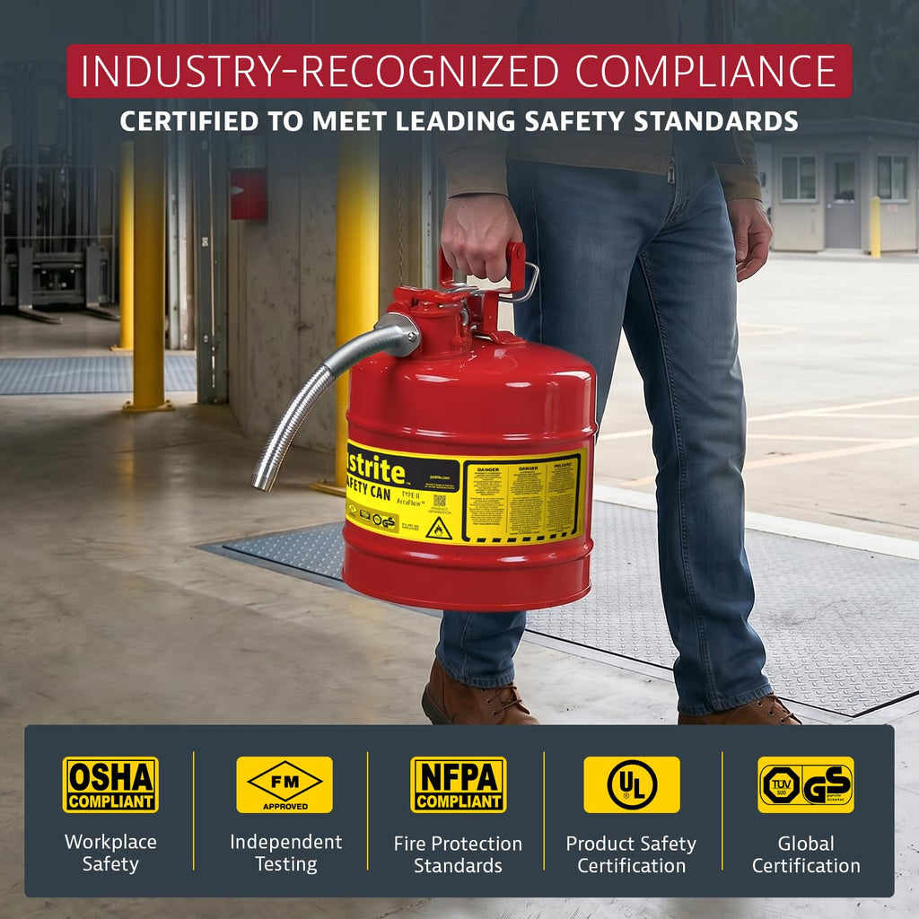 Red Galvanized Steel Gasoline Safety Can F750