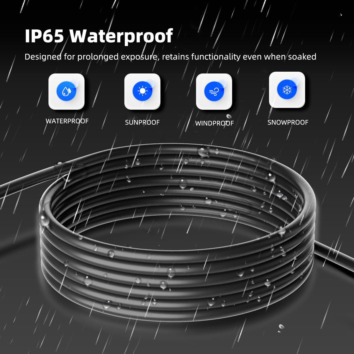 100 FT Waterproof Black 16 AWG Extension Cord S58323