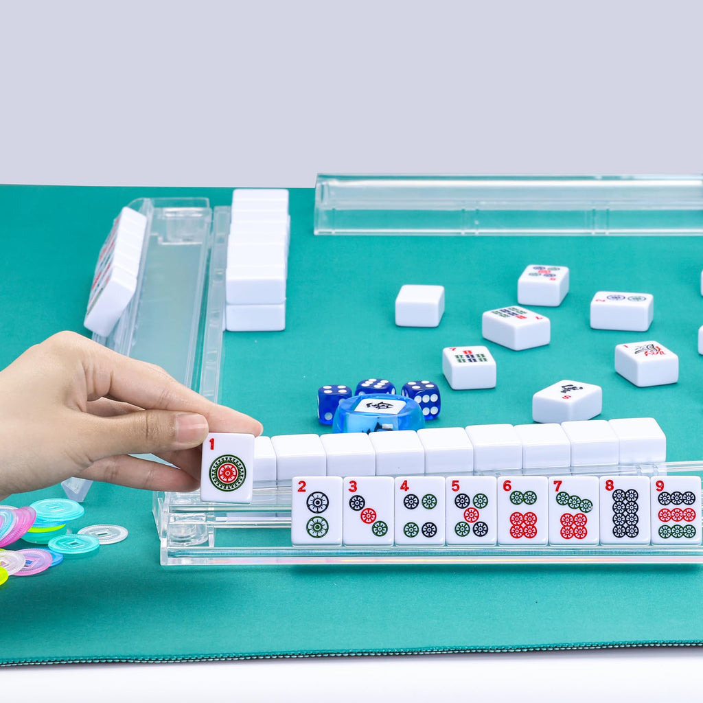 Clear Acrylic Mahjong Tile Rack and Pusher Set of 4 S288418