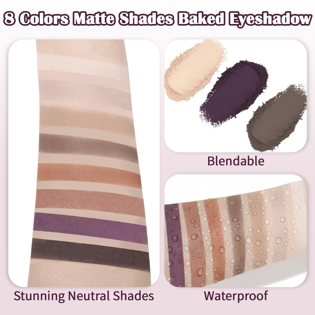 8 Color Nude Smokey Baked Matte Eyeshadow Palette E964388