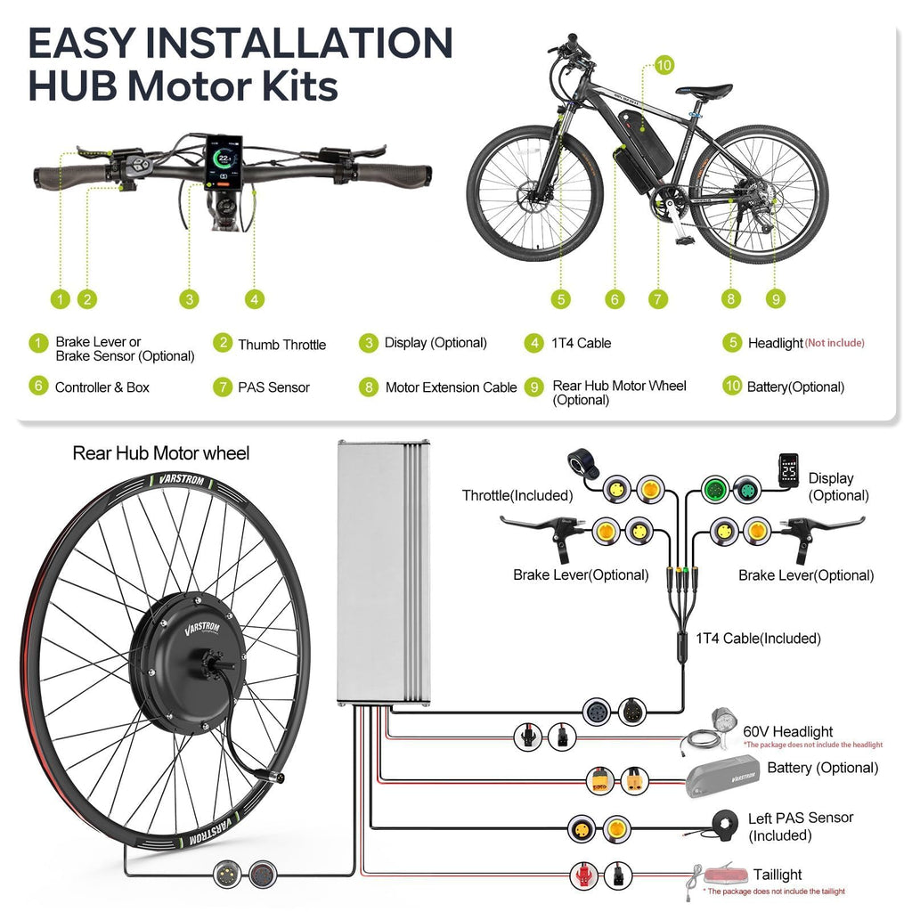 48V 1000W Electric Bike Conversion Kit Rear Wheel Hub Motor Q14203