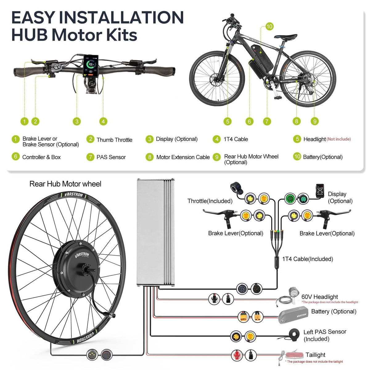 48V 1000W Electric Bike Conversion Kit Rear Wheel Hub Motor Q14203
