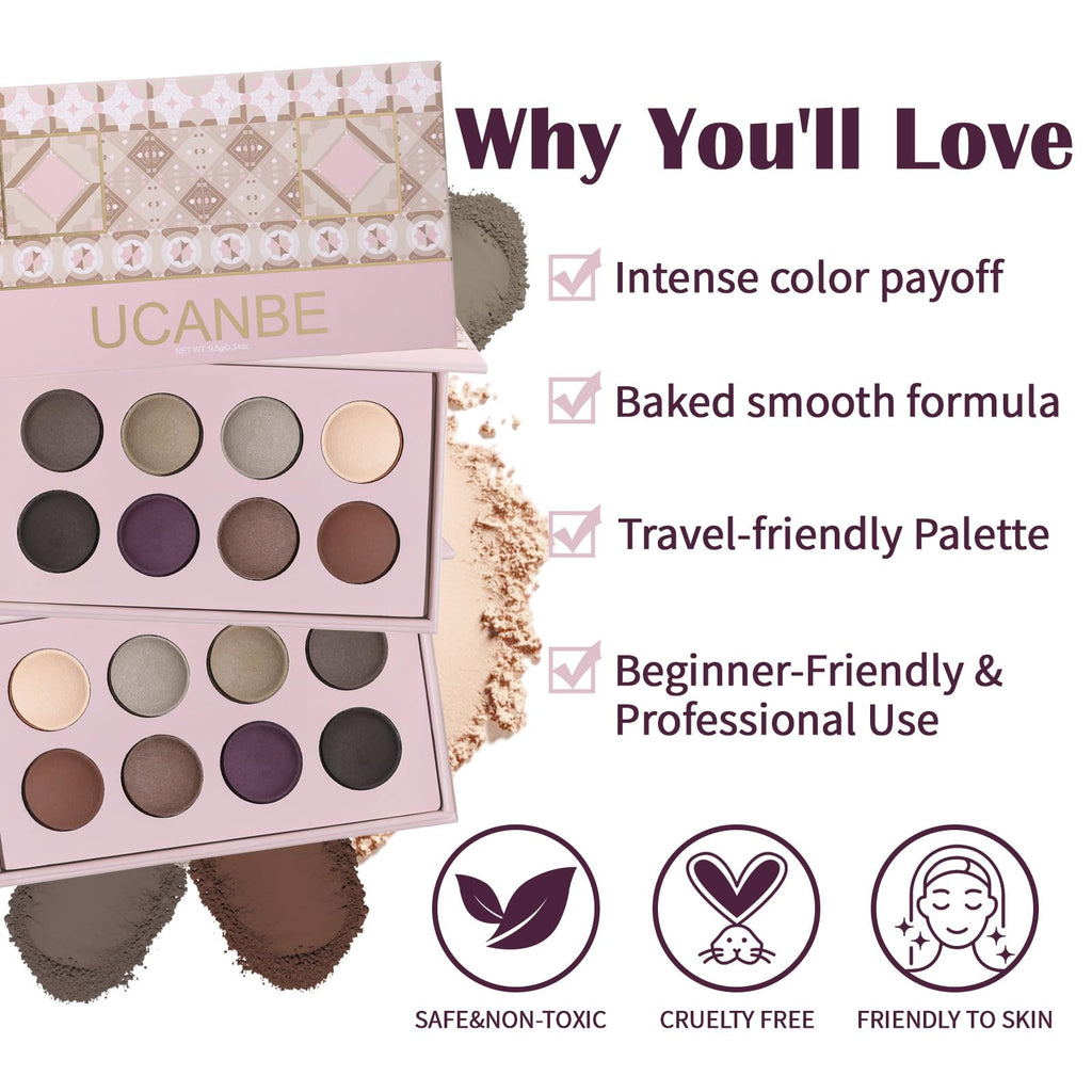 8 Color Nude Smokey Baked Matte Eyeshadow Palette E964388