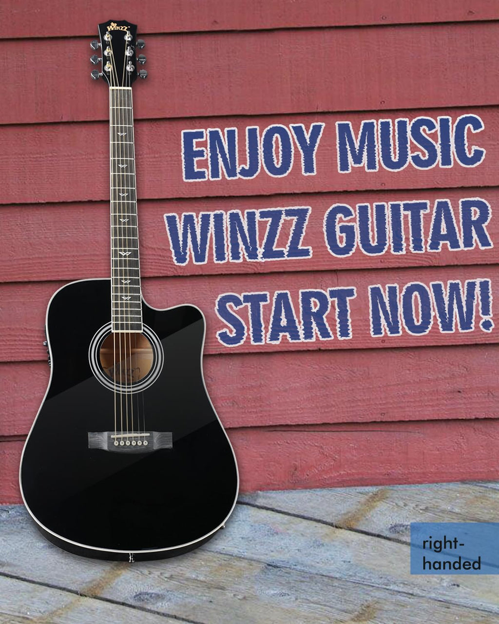 Glossy Black 4/4 Full Size 6 Steel-String Acoustic-Electric Guitar G609909