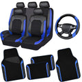 Air Mesh Leather Car Seat Covers Full Set, Waterproof Car Floor Mats, Steering Wheel Cover C785