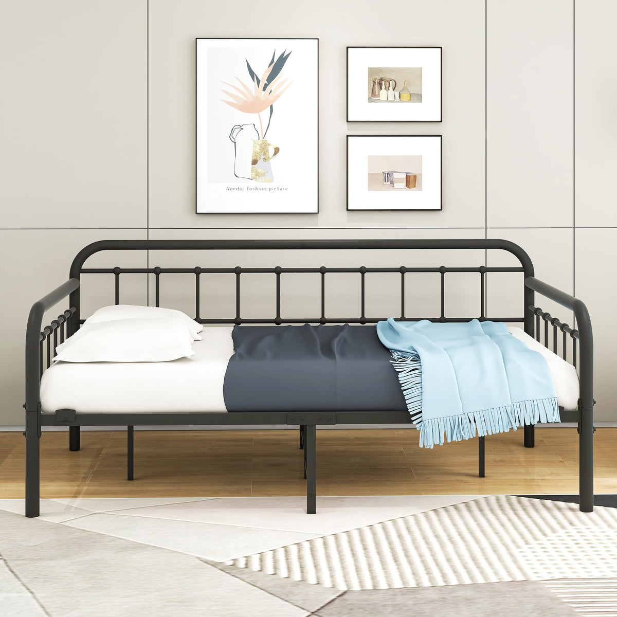 Metal Daybed Frame Twin Day Bed Black L497629