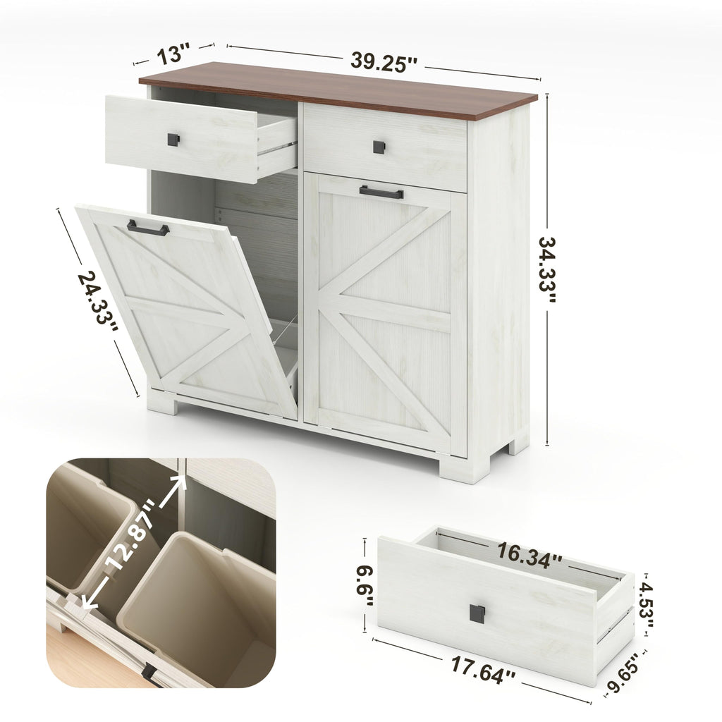 Antique White Double Tilt Out Trash Cabinet H62494