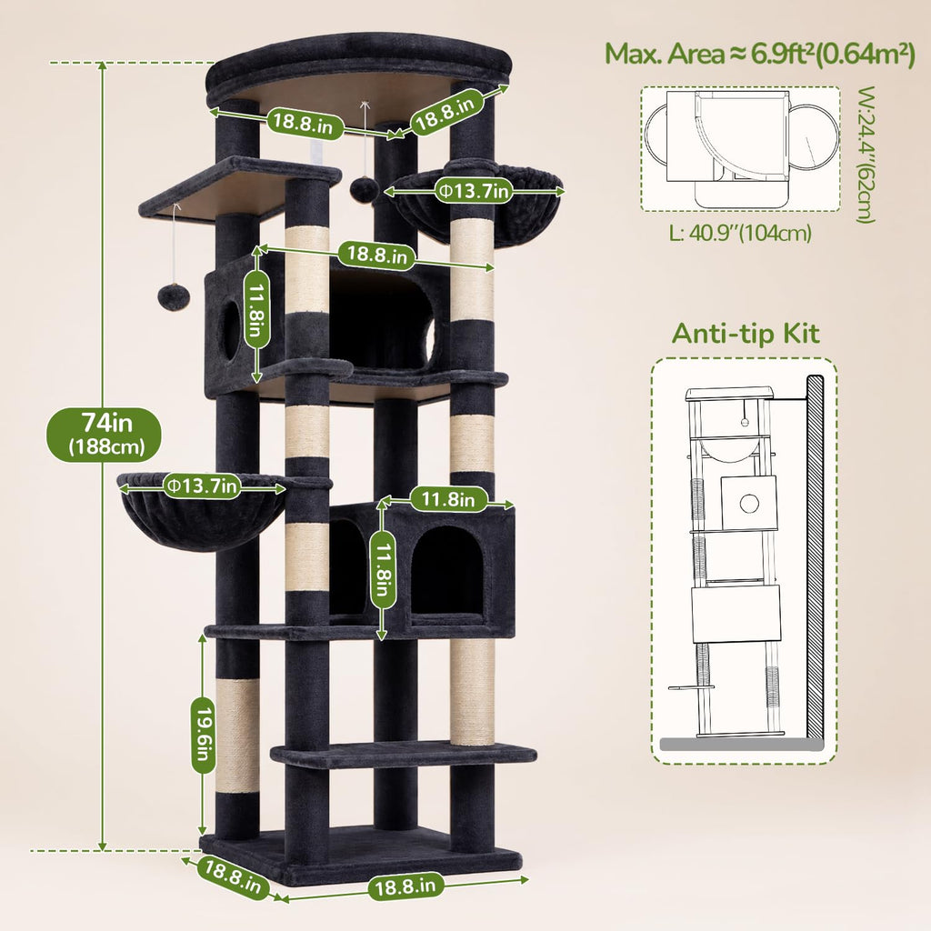 74in Heavy Duty Cat Tree Tower K442
