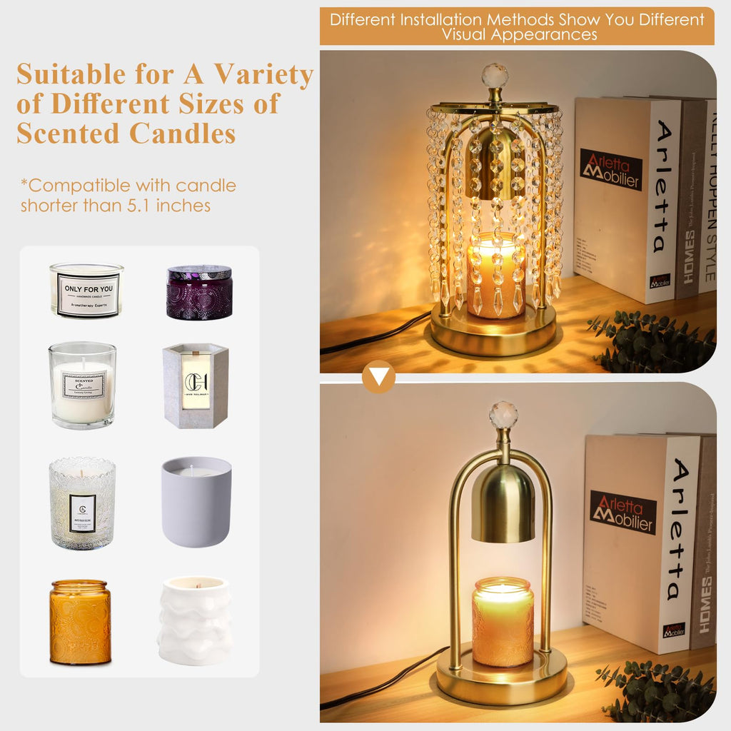 Gold Candle Warmer Lamp with Timer and Dimmer J3842