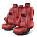 Wine Red Leather Car Seat Covers Full Set S379617