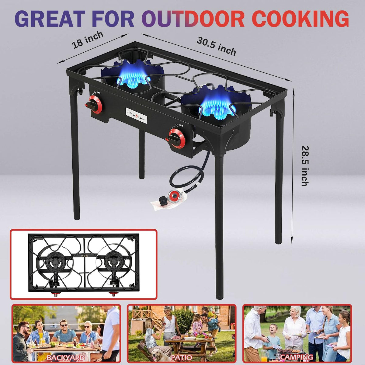 2 Burner Portable Propane Gas Grill E2259