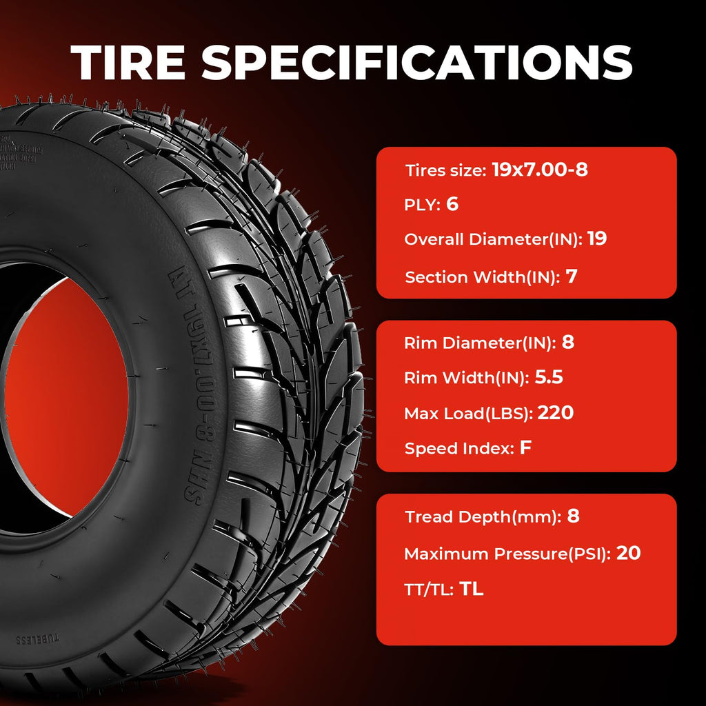 19x7-8 All-Terrain ATV UTV Tires Set of 2 P27437