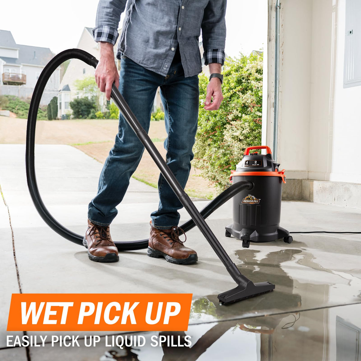 4 Gallon Wet/Dry Vac 2.0 Peak HP Shop Vacuum with Nozzles & Brush S169