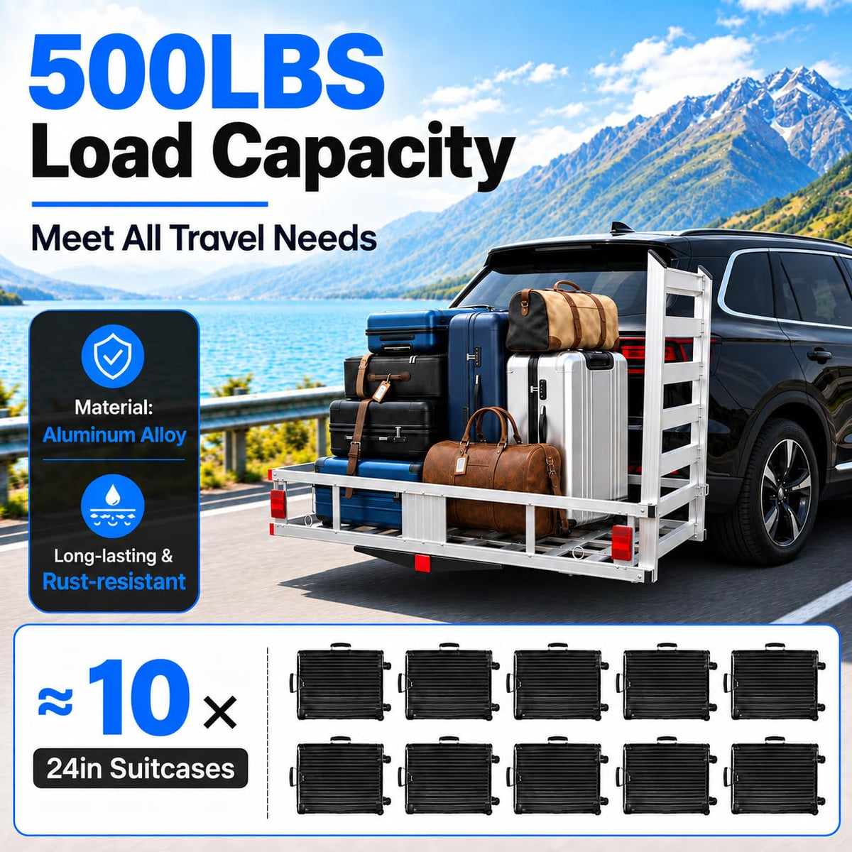 Heavy-Duty Aluminum Hitch Cargo Carrier N331