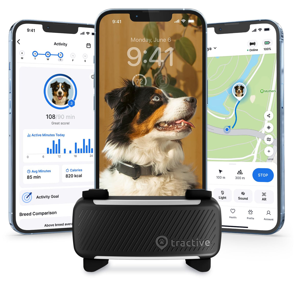 Black Smart Dog GPS Tracker with Virtual Fence G873
