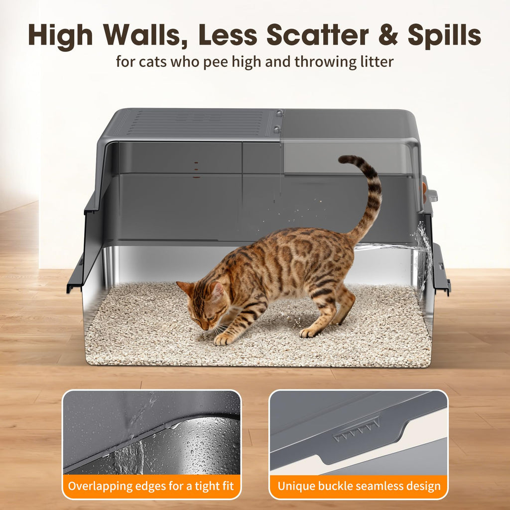 XXXL Stainless Steel Litter Box with Lid D24658